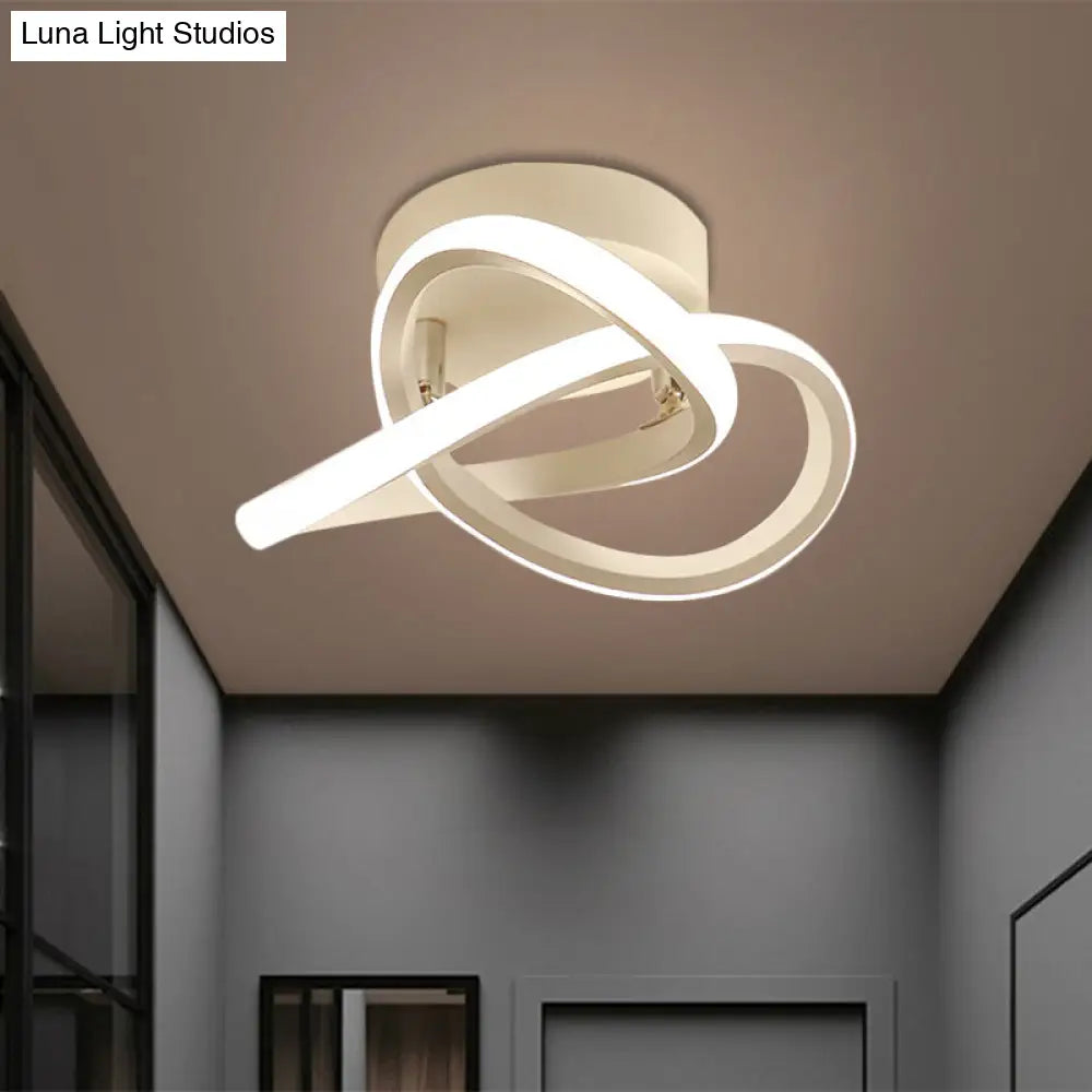 DecorBites™ DecorBites™ Modern Twisting Ceiling Flush Light - LED Semi Mount Foyer Lighting in Warm/White Light, Black/White