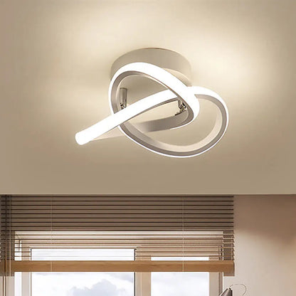 DecorBites™ DecorBites™ Modern Twisting Ceiling Flush Light - LED Semi Mount Foyer Lighting in Warm/White Light, Black/White