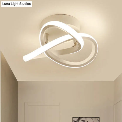 DecorBites™ DecorBites™ Modern Twisting Ceiling Flush Light - LED Semi Mount Foyer Lighting in Warm/White Light, Black/White