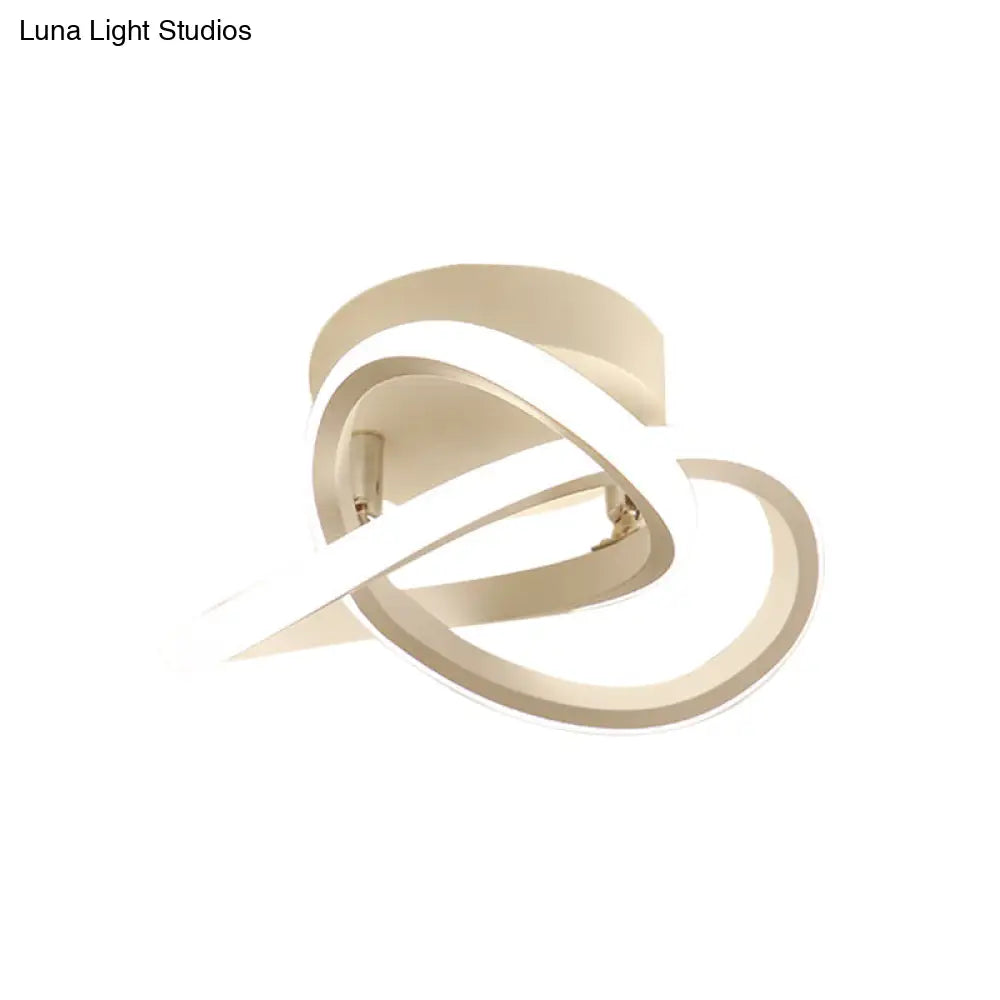 DecorBites™ DecorBites™ Modern Twisting Ceiling Flush Light - LED Semi Mount Foyer Lighting in Warm/White Light, Black/White