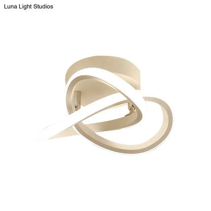 DecorBites™ DecorBites™ Modern Twisting Ceiling Flush Light - LED Semi Mount Foyer Lighting in Warm/White Light, Black/White