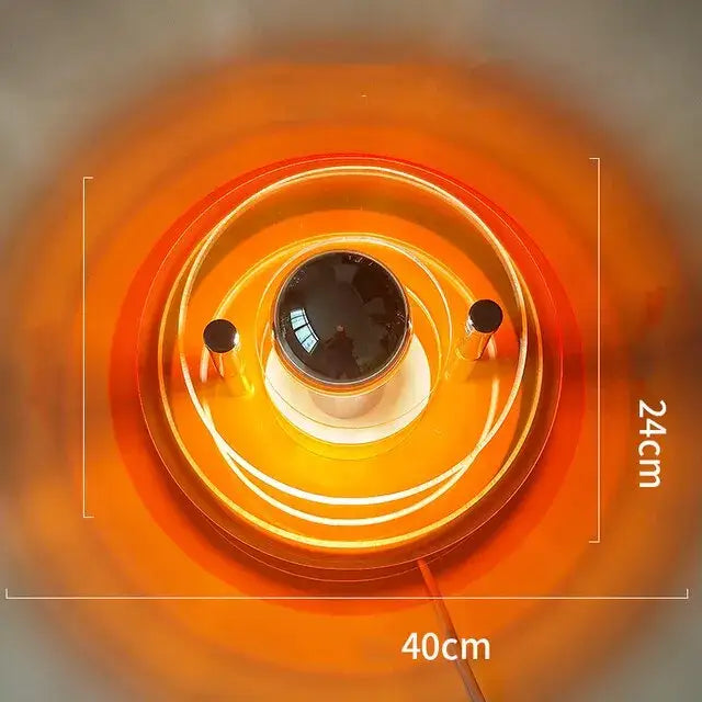 Modern ufo acrylic led wall lamp in orange with concentric rings and central bulb for living room decorbites led wall lamp