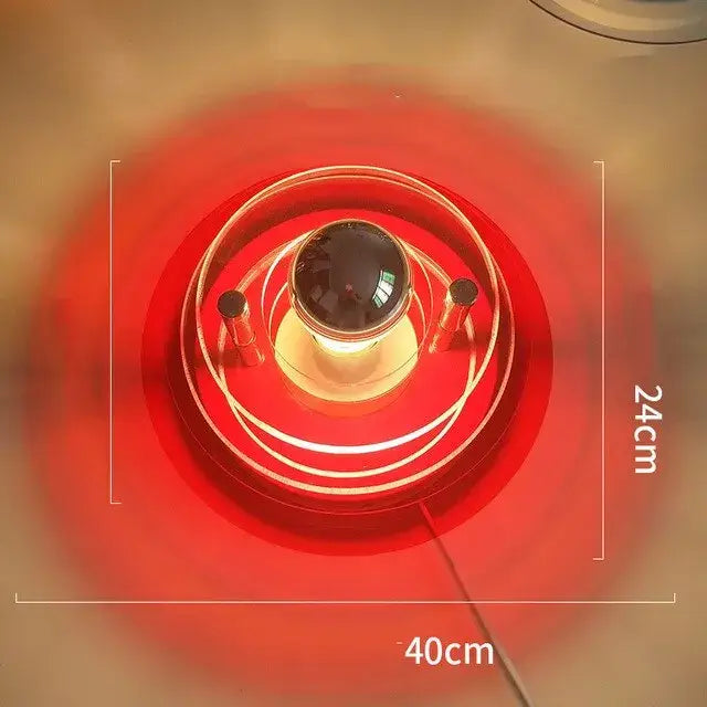 Modern ufo acrylic red circular infrared lamp with metallic ring as a decorbites led wall lamp for living room decor