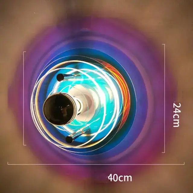 Modern ufo acrylic led wall lamp with vibrant blue and orange concentric rings for stylish living room decorbites led wall lighting