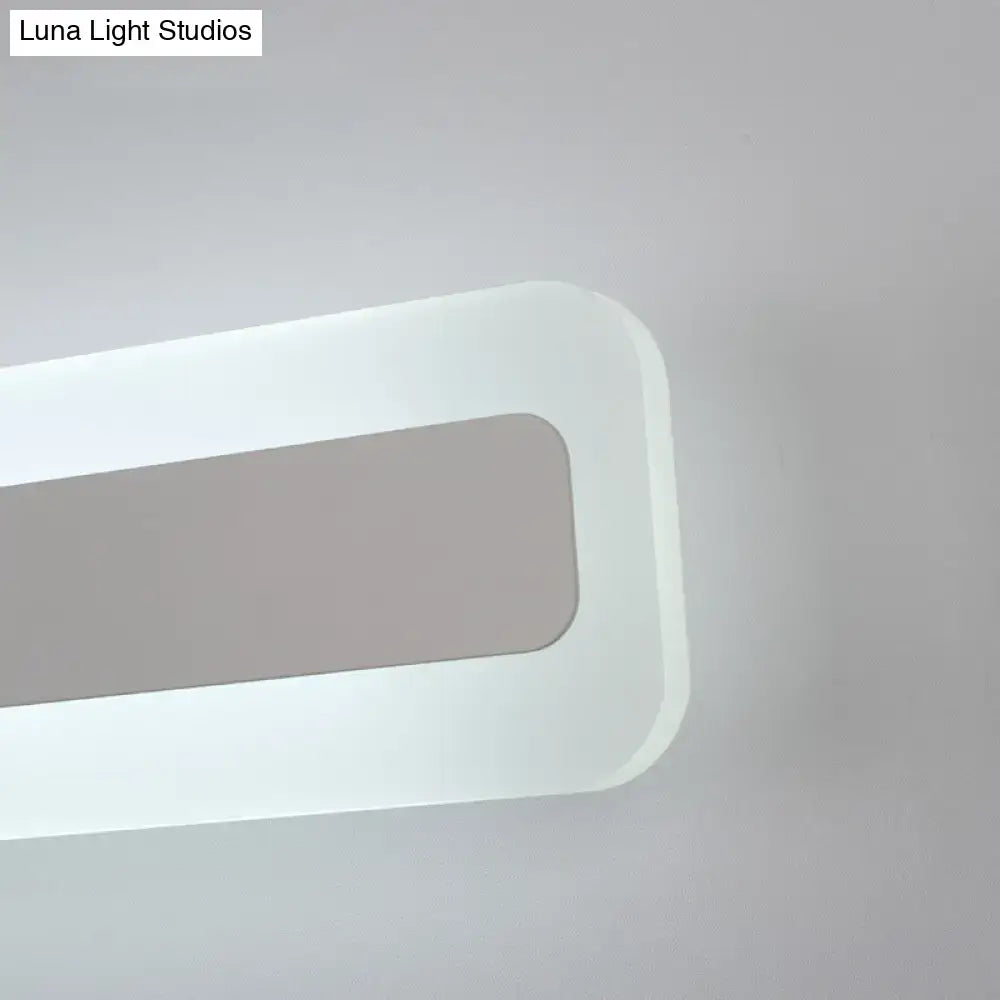 Modern ultrathin bar shaped white led wall sconce with sleek acrylic frame and frosted glass panel for bedroom lighting