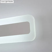 Modern ultrathin bar shaped white led wall sconce with sleek acrylic frame and frosted glass panel for bedroom lighting
