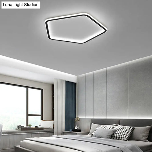 DecorBites™ DecorBites™ Modern Ultrathin Pentagon LED Ceiling Light for Minimalist Bedrooms in Black Aluminum - Flush Mount Design
