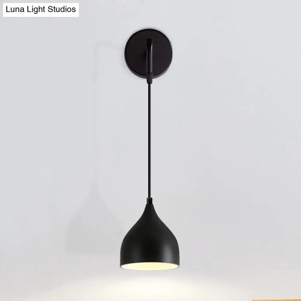 DecorBites™ DecorBites™ Modern Urn Shape Wall Mount Light with White/Black Finish - 1 Light Iron Wall Pendant Lamp for Bedside