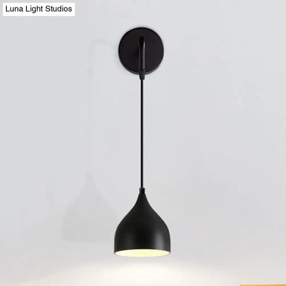 DecorBites™ DecorBites™ Modern Urn Shape Wall Mount Light with White/Black Finish - 1 Light Iron Wall Pendant Lamp for Bedside