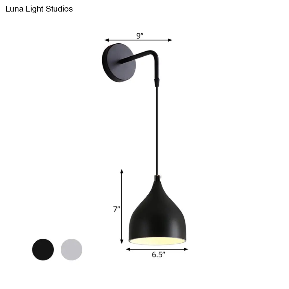 DecorBites™ DecorBites™ Modern Urn Shape Wall Mount Light with White/Black Finish - 1 Light Iron Wall Pendant Lamp for Bedside