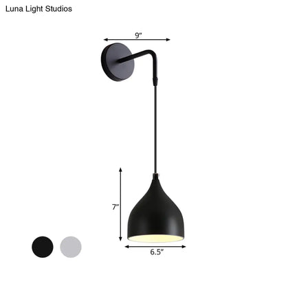 DecorBites™ DecorBites™ Modern Urn Shape Wall Mount Light with White/Black Finish - 1 Light Iron Wall Pendant Lamp for Bedside