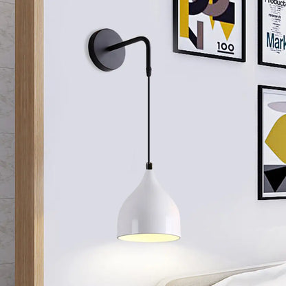 DecorBites™ DecorBites™ Modern Urn Shape Wall Mount Light with White/Black Finish - 1 Light Iron Wall Pendant Lamp for Bedside