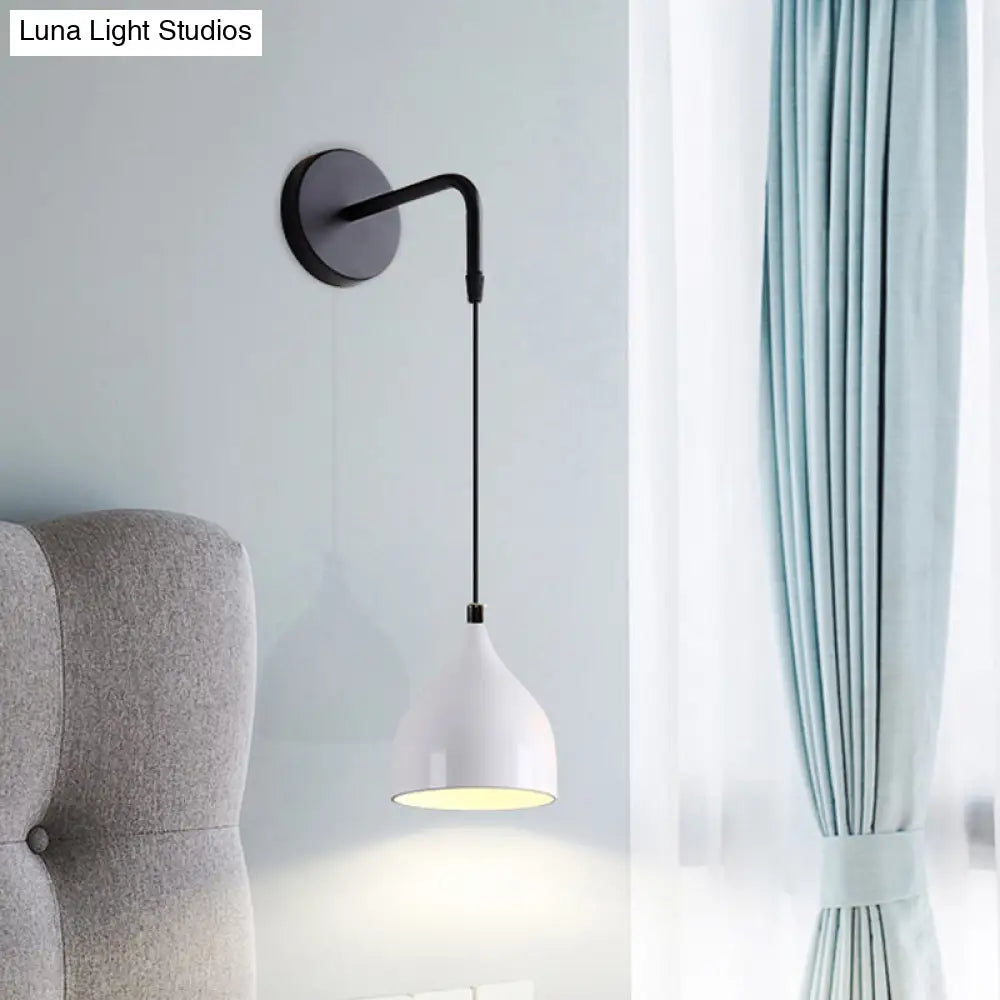 DecorBites™ DecorBites™ Modern Urn Shape Wall Mount Light with White/Black Finish - 1 Light Iron Wall Pendant Lamp for Bedside