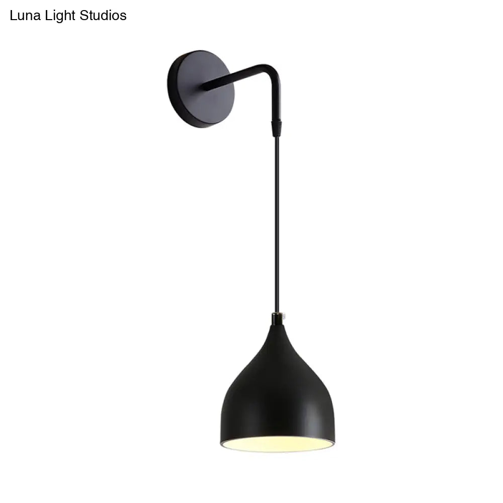 DecorBites™ DecorBites™ Modern Urn Shape Wall Mount Light with White/Black Finish - 1 Light Iron Wall Pendant Lamp for Bedside