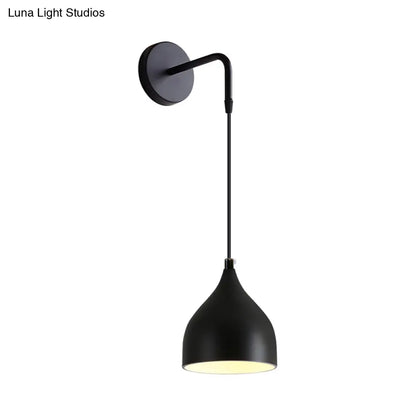 DecorBites™ DecorBites™ Modern Urn Shape Wall Mount Light with White/Black Finish - 1 Light Iron Wall Pendant Lamp for Bedside