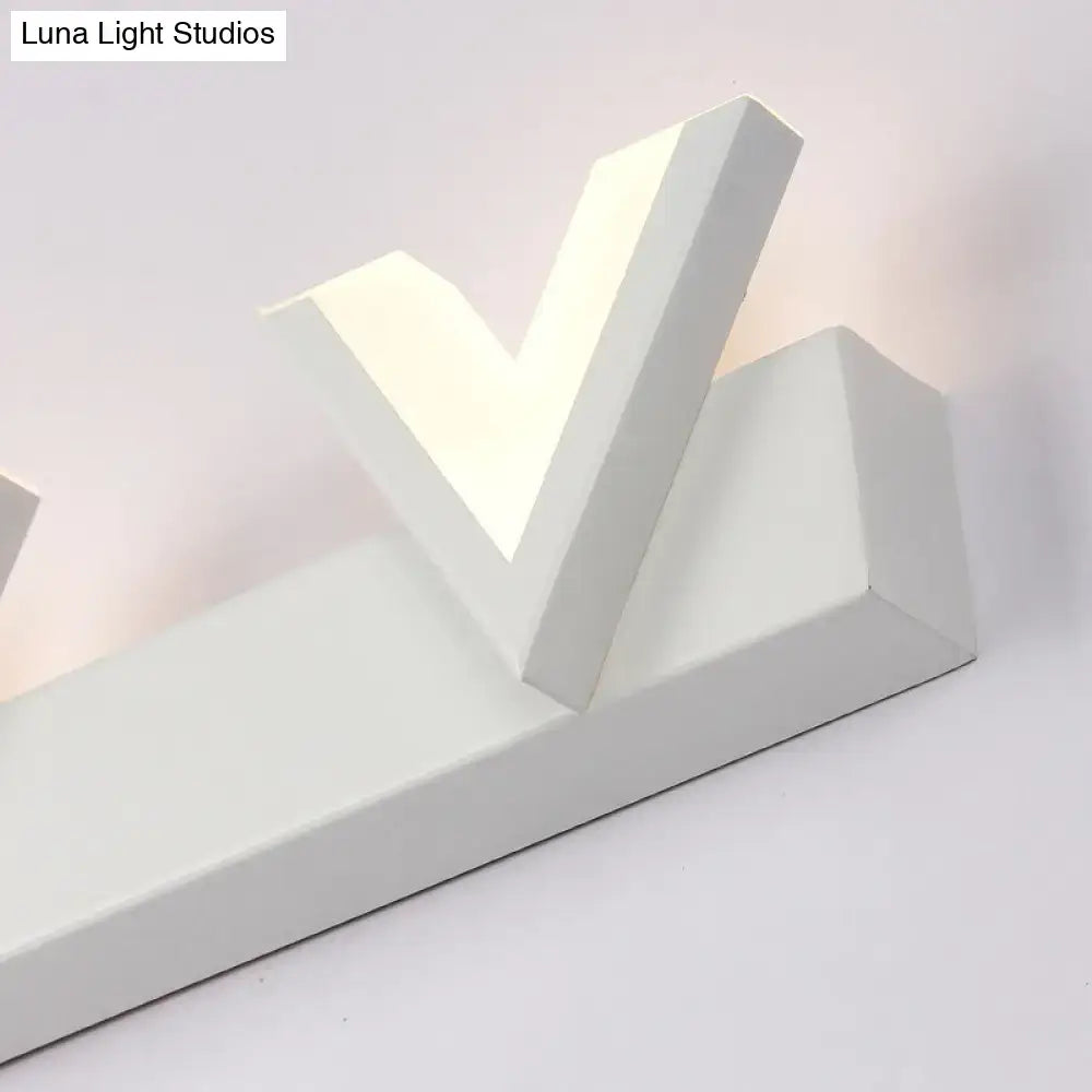 Modern v-shaped white led vanity light with warm white warm white geometric wall sconce for bathroom mirror