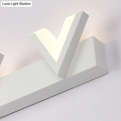 Modern v-shaped white led vanity light with warm white warm white geometric wall sconce for bathroom mirror