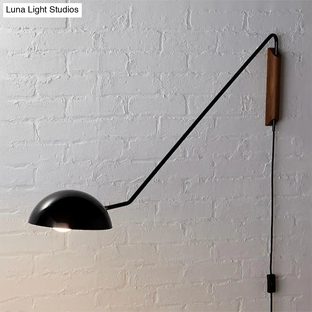 DecorBites™ DecorBites™ Modern Wall Mounted Reading Lamp: Single Task Dome Plug-in Light with Metal Shade