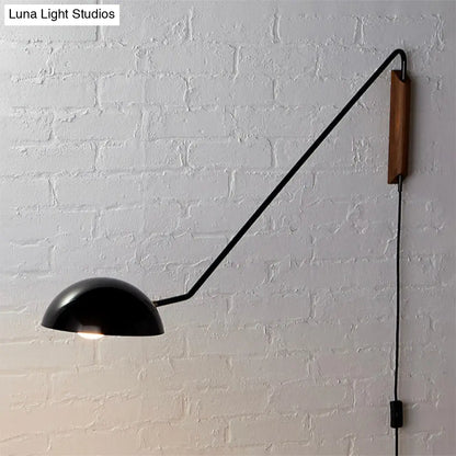 DecorBites™ DecorBites™ Modern Wall Mounted Reading Lamp: Single Task Dome Plug-in Light with Metal Shade