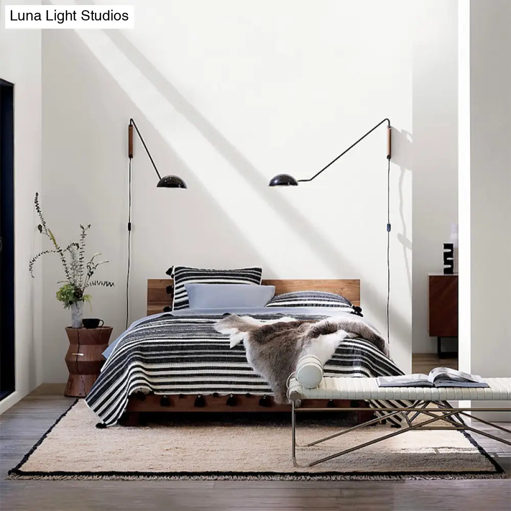 DecorBites™ DecorBites™ Modern Wall Mounted Reading Lamp: Single Task Dome Plug-in Light with Metal Shade