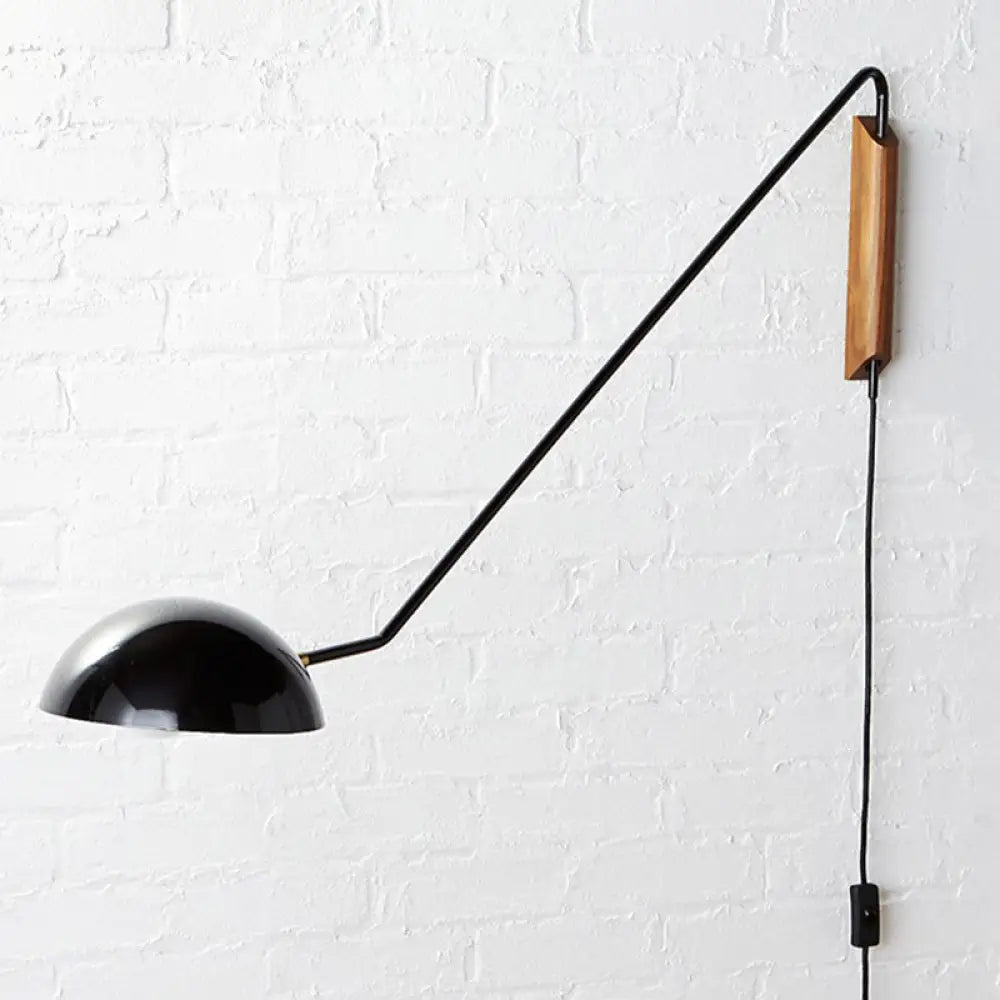 DecorBites™ DecorBites™ Modern Wall Mounted Reading Lamp: Single Task Dome Plug-in Light with Metal Shade