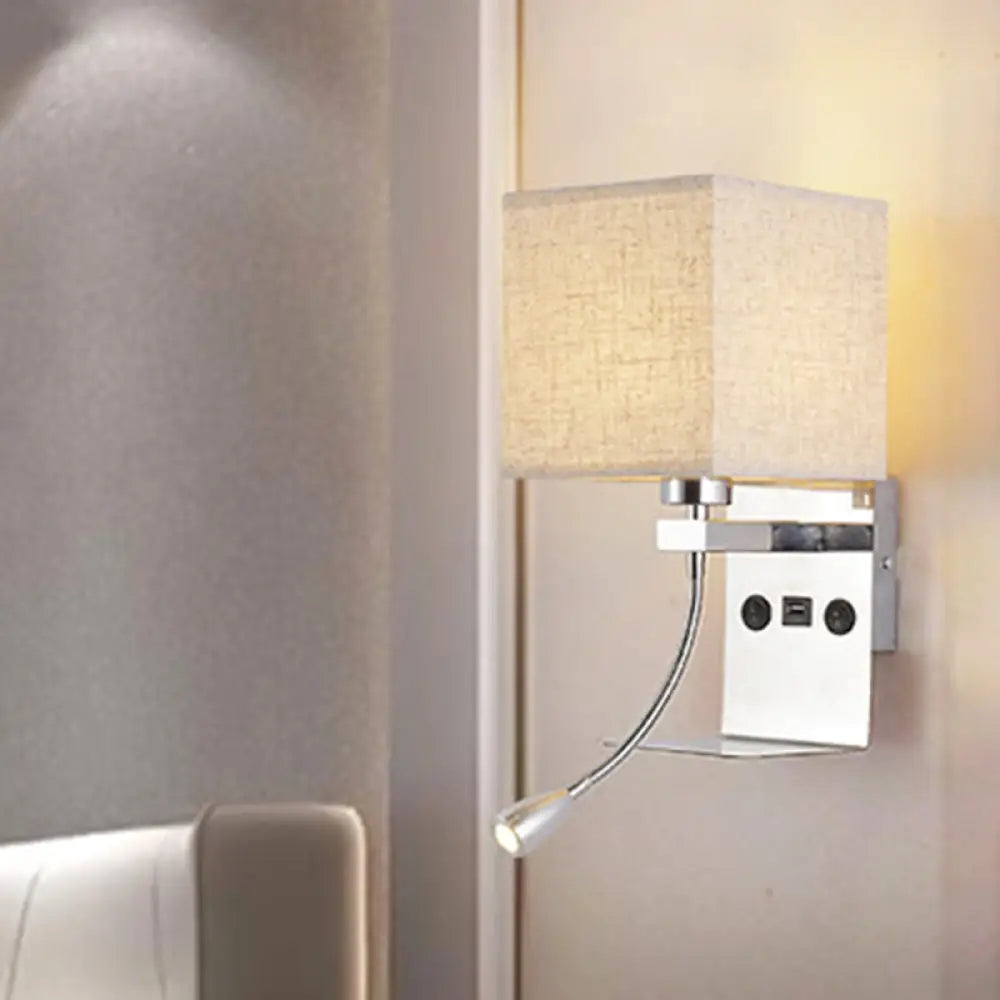 DecorBites™ DecorBites™ Modern Wall Mounted Reading Light, 1-Head Black/White/Beige Sconce with Shelf and Spotlight