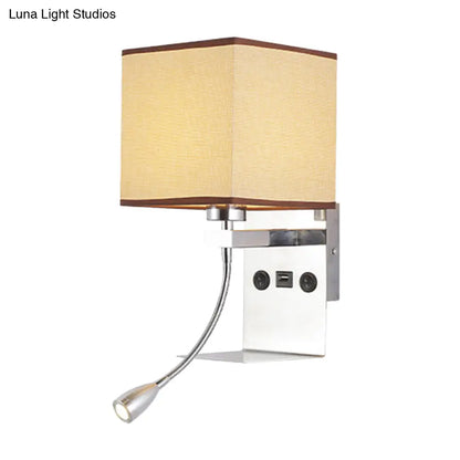 DecorBites™ DecorBites™ Modern Wall Mounted Reading Light, 1-Head Black/White/Beige Sconce with Shelf and Spotlight