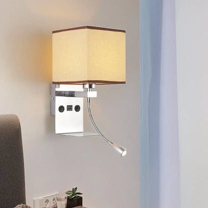 DecorBites™ DecorBites™ Modern Wall Mounted Reading Light, 1-Head Black/White/Beige Sconce with Shelf and Spotlight