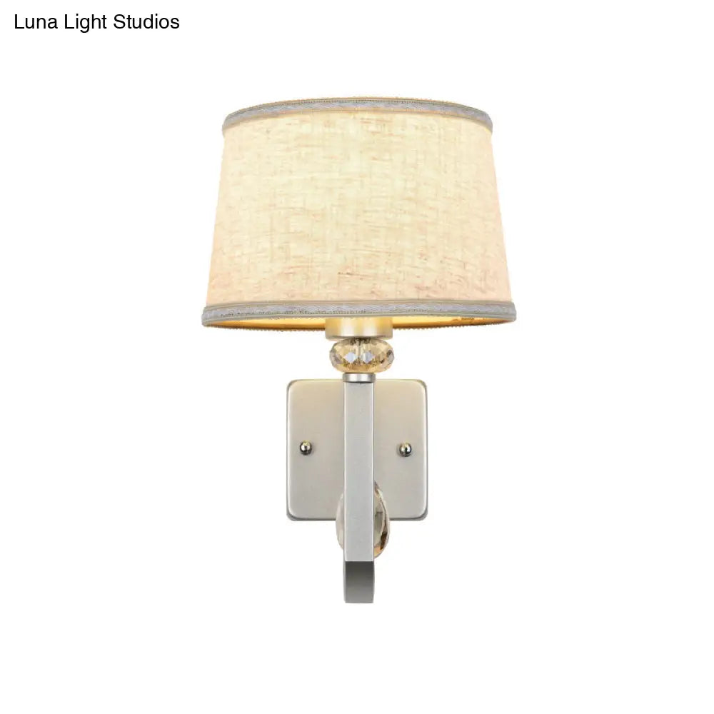 DecorBites™ DecorBites™ Modern Wall Sconce with Fabric Drum Shade and Silver Metal Backplate