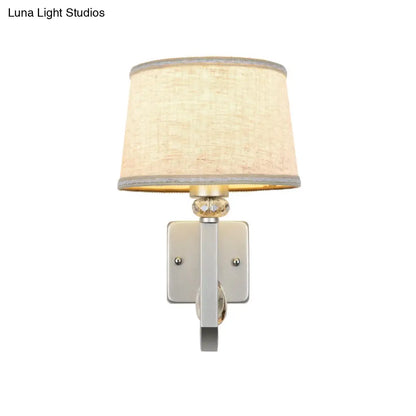 DecorBites™ DecorBites™ Modern Wall Sconce with Fabric Drum Shade and Silver Metal Backplate