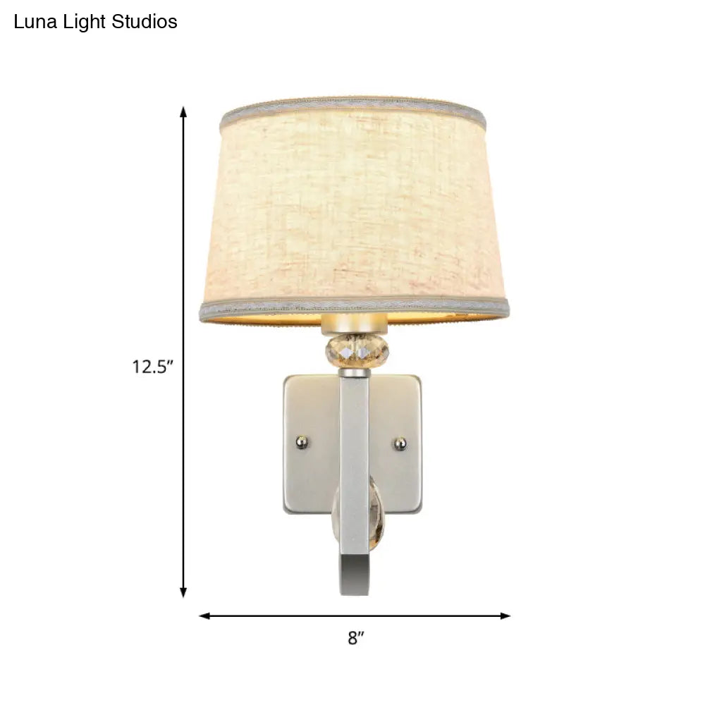 DecorBites™ DecorBites™ Modern Wall Sconce with Fabric Drum Shade and Silver Metal Backplate