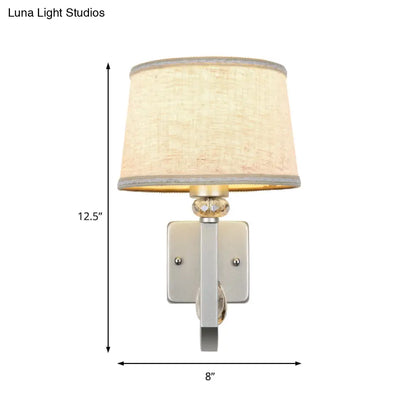 DecorBites™ DecorBites™ Modern Wall Sconce with Fabric Drum Shade and Silver Metal Backplate