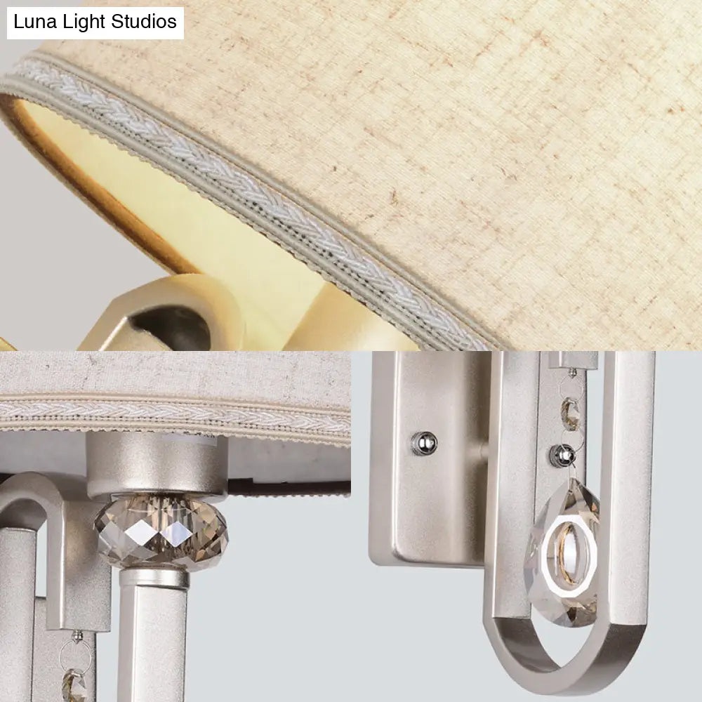 DecorBites™ DecorBites™ Modern Wall Sconce with Fabric Drum Shade and Silver Metal Backplate