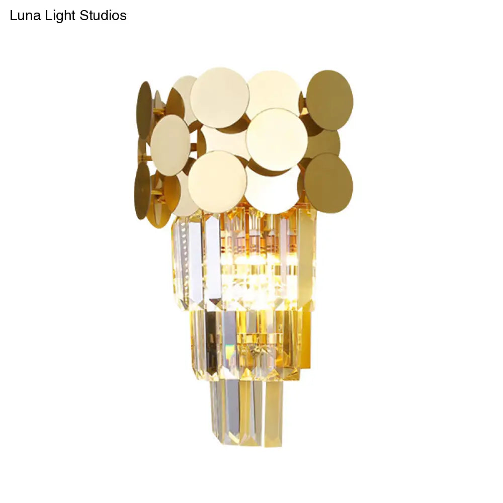 DecorBites™ DecorBites™ Modern Wall Sconce with Tiered Crystal Shade in Gold for Living Room
