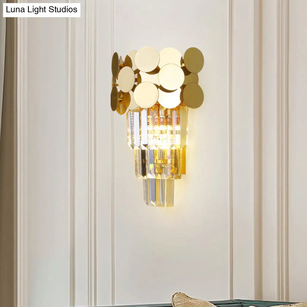 DecorBites™ DecorBites™ Modern Wall Sconce with Tiered Crystal Shade in Gold for Living Room