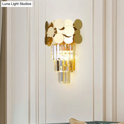 DecorBites™ DecorBites™ Modern Wall Sconce with Tiered Crystal Shade in Gold for Living Room