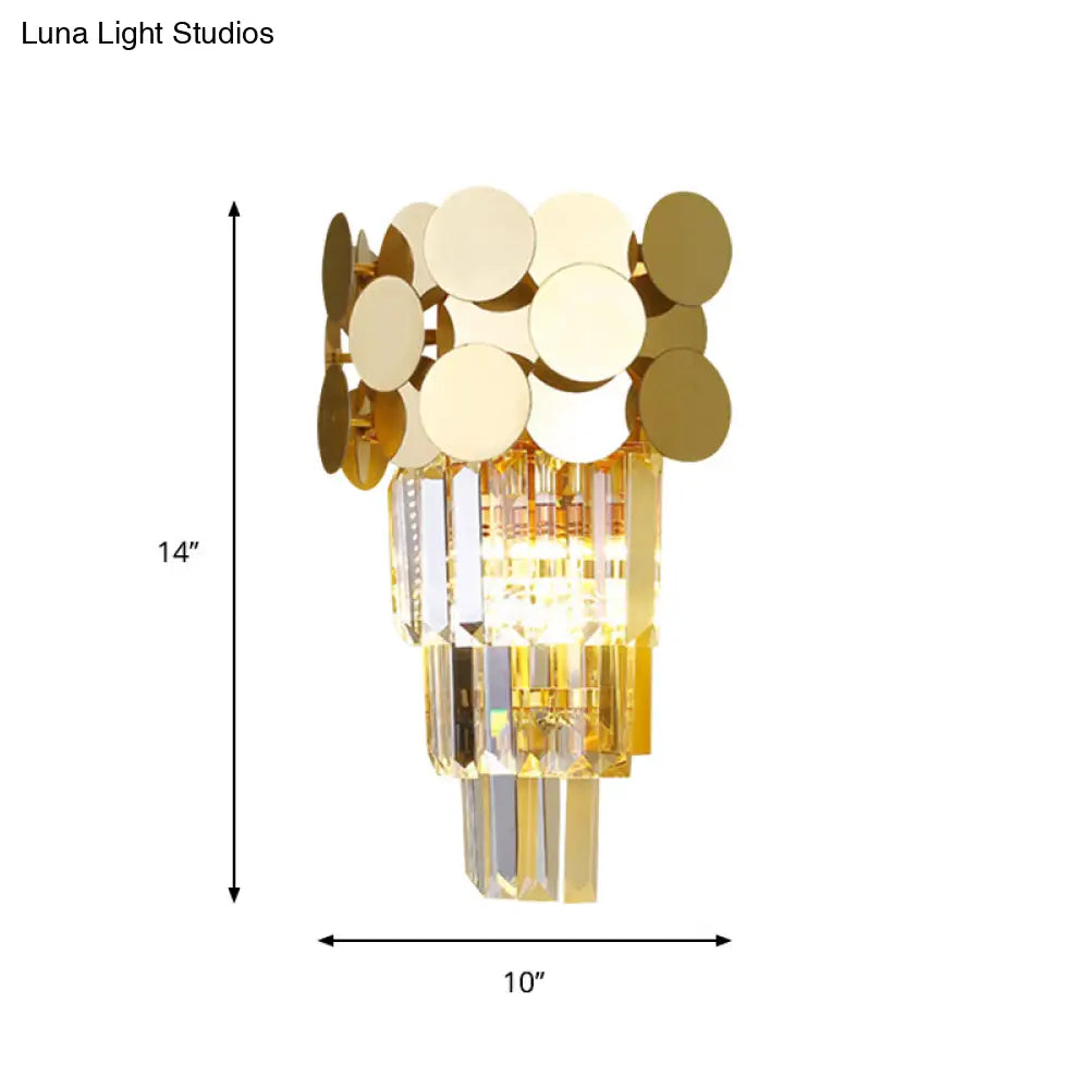 DecorBites™ DecorBites™ Modern Wall Sconce with Tiered Crystal Shade in Gold for Living Room