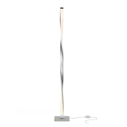 Modern silver twisted floor lamp with sleek minimalist design and integrated power cord for decorbites dimmable led floor lighting