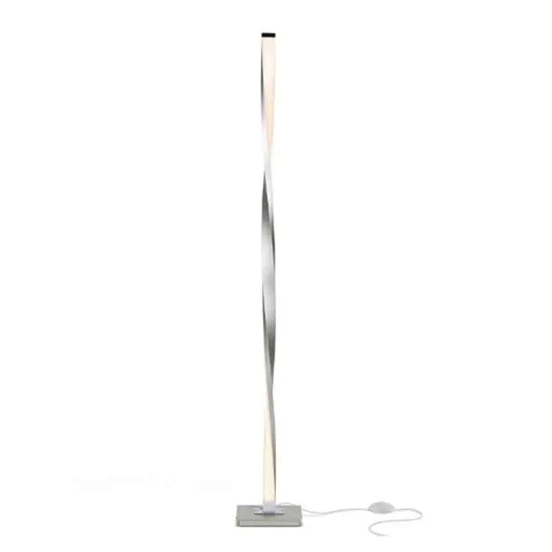 Modern silver twisted floor lamp with sleek minimalist design and integrated power cord for decorbites dimmable led floor lighting