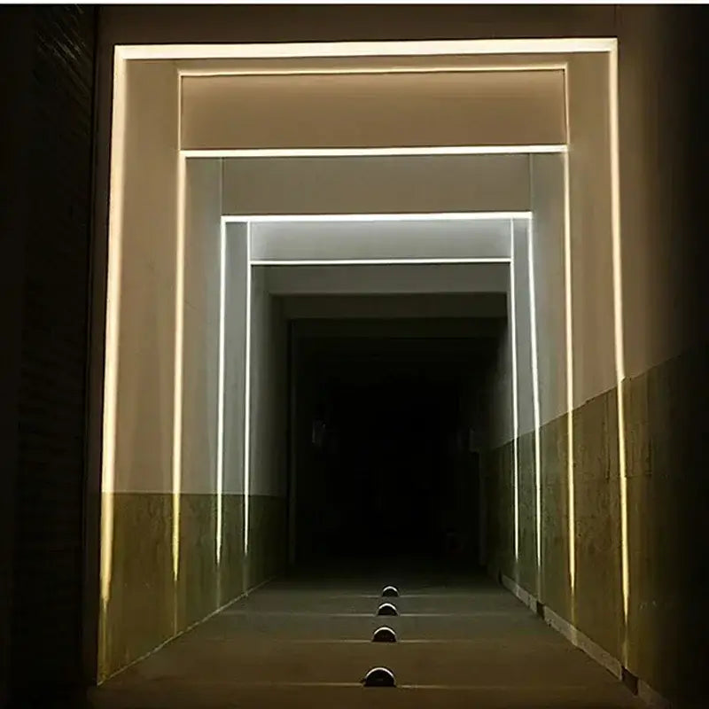 Modern warm white led window lighting decor hallway recessed strip light by decorbites runs along framed doorways