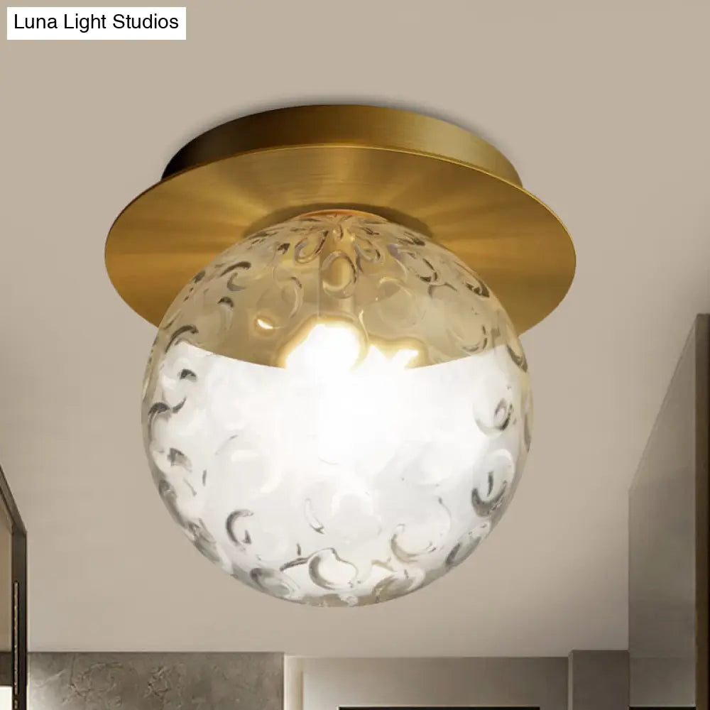 DecorBites™ DecorBites™ Modern Water Glass Globe Flush Pendant Light - Clear Indoor Ceiling Flush Mount with 1 Bulb