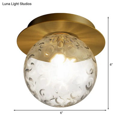 DecorBites™ DecorBites™ Modern Water Glass Globe Flush Pendant Light - Clear Indoor Ceiling Flush Mount with 1 Bulb