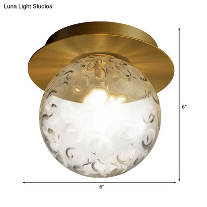 DecorBites™ DecorBites™ Modern Water Glass Globe Flush Pendant Light - Clear Indoor Ceiling Flush Mount with 1 Bulb