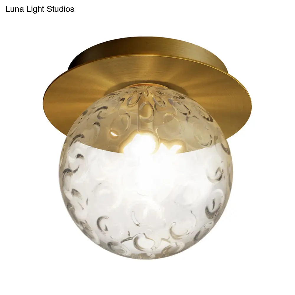 DecorBites™ DecorBites™ Modern Water Glass Globe Flush Pendant Light - Clear Indoor Ceiling Flush Mount with 1 Bulb