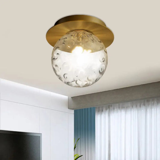 DecorBites™ DecorBites™ Modern Water Glass Globe Flush Pendant Light - Clear Indoor Ceiling Flush Mount with 1 Bulb