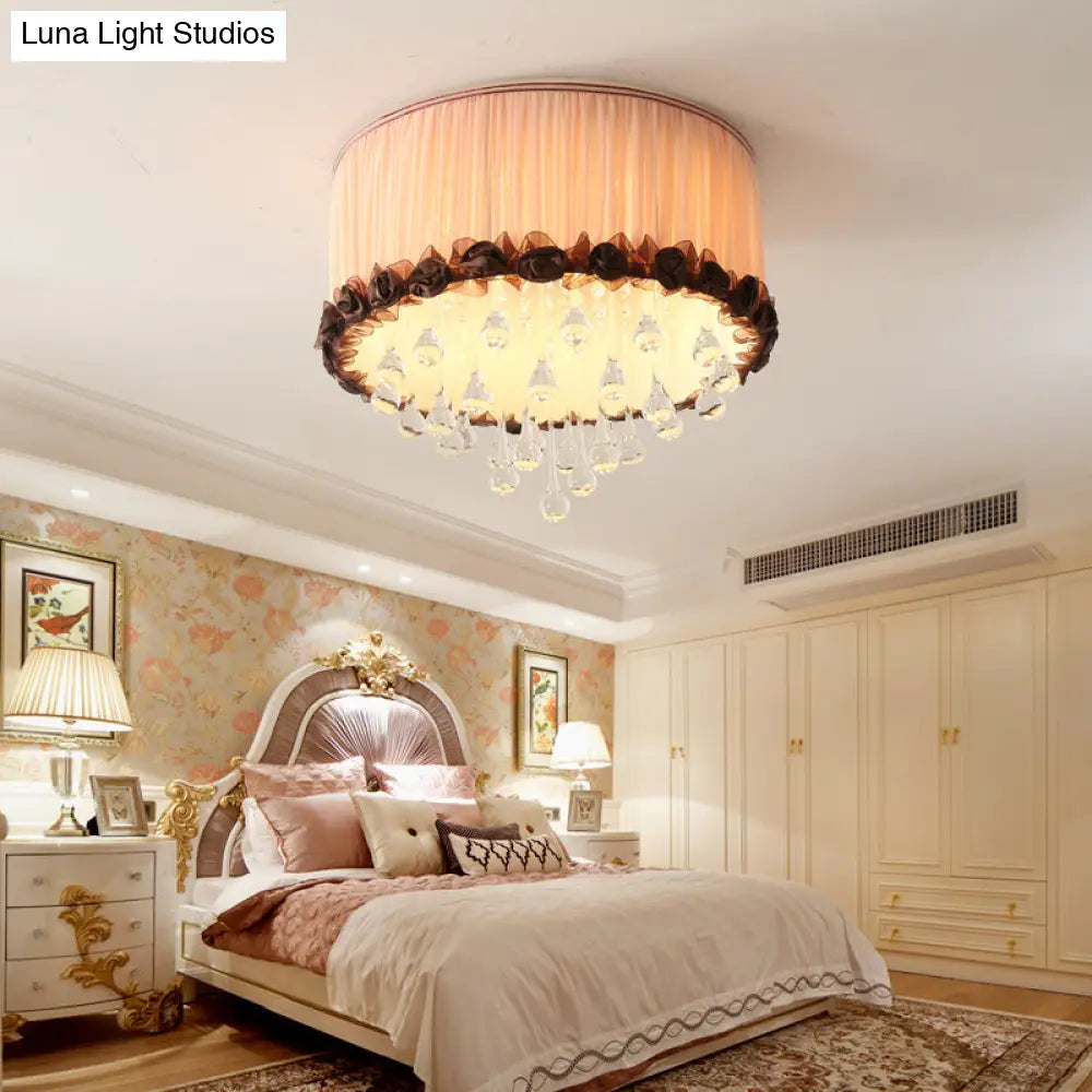 DecorBites™ DecorBites™ Modern Waterdrop Crystal LED Ceiling Light Fixture - Orange/Pink/Purple Drum Flush Mount Lamp