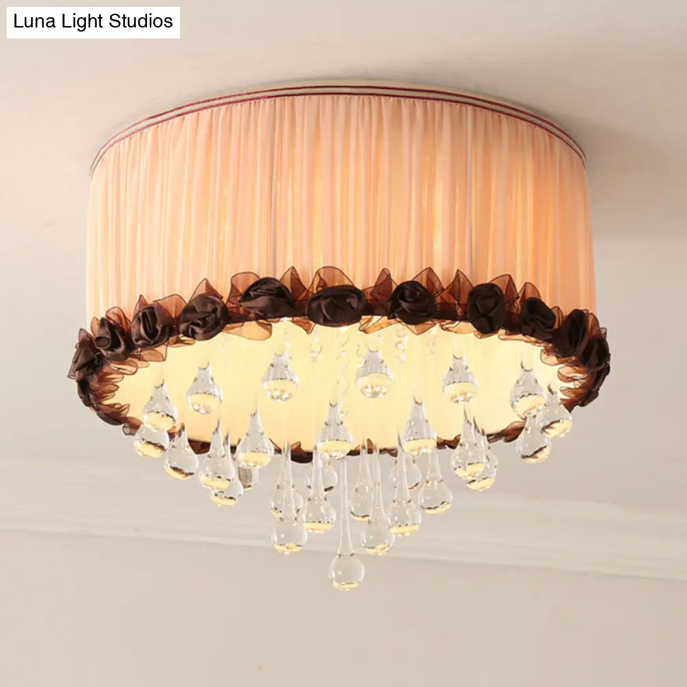 DecorBites™ DecorBites™ Modern Waterdrop Crystal LED Ceiling Light Fixture - Orange/Pink/Purple Drum Flush Mount Lamp