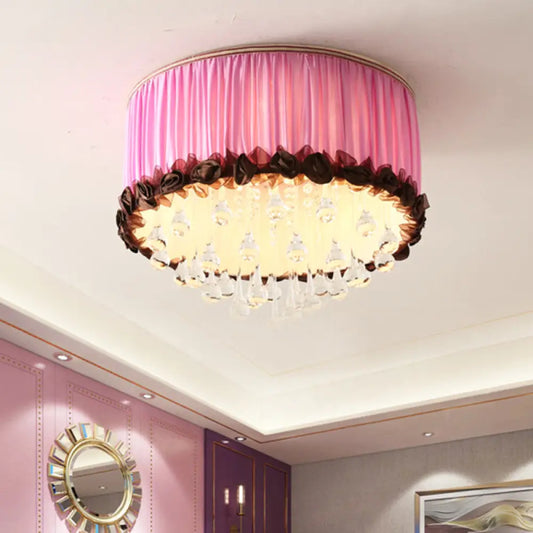 DecorBites™ DecorBites™ Modern Waterdrop Crystal LED Ceiling Light Fixture - Orange/Pink/Purple Drum Flush Mount Lamp