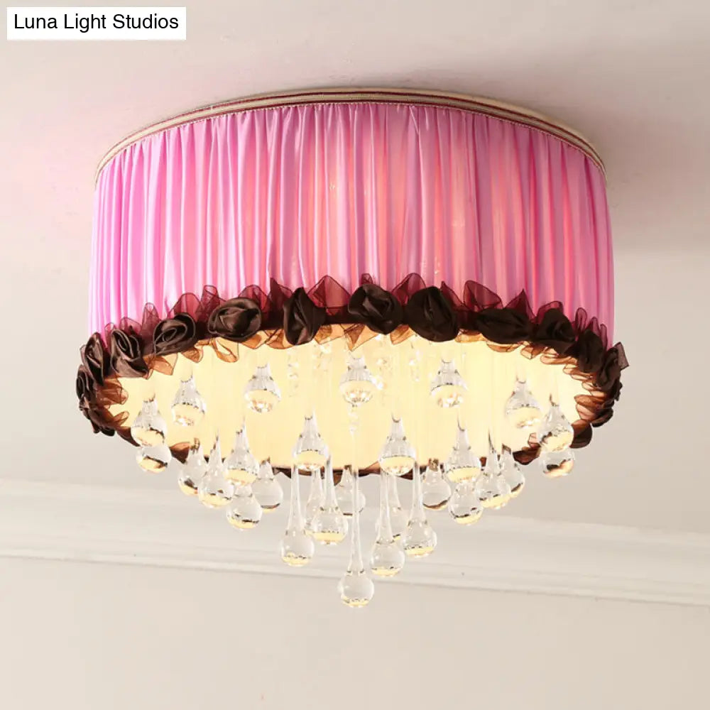 DecorBites™ DecorBites™ Modern Waterdrop Crystal LED Ceiling Light Fixture - Orange/Pink/Purple Drum Flush Mount Lamp