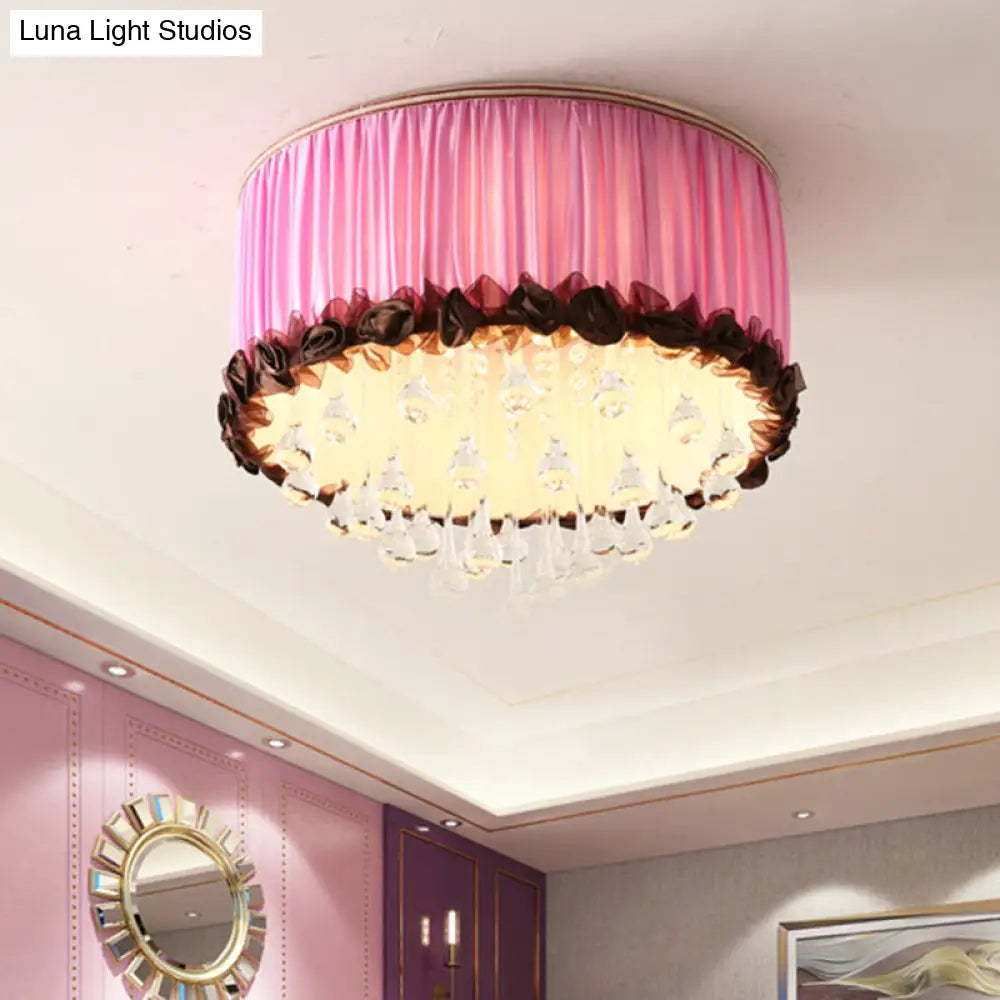 DecorBites™ DecorBites™ Modern Waterdrop Crystal LED Ceiling Light Fixture - Orange/Pink/Purple Drum Flush Mount Lamp